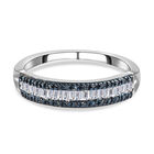 Weißer und blauer Diamant Ring, 925 Silber platiniert (Größe 20.00) ca. 0.25 ct