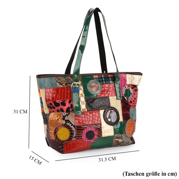 Chaos by Elsie Echtleder Handtasche mit RFID-Schutz, 31,5x15x31cm, Mehrfarbige Kroko-Pr&auml;gung mit Rautenmuster image number 7