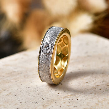 LUXURIANT DIAMOND - Lab Grown Diamant SI-GH Ring 925 Silber Rhodiniert und 750 Gelbgold Vermeil (Gr&ouml;&szlig;e 17.00) ca. 0,20 ct