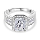 ALLE ERSTEMAL RADIANTA GRA zertifiziert RADIANT-SCHLIFF Moissanit (D-VVS) Ring 925 Silber rhodiniert (Größe 18.00) ca. 3.00 ct