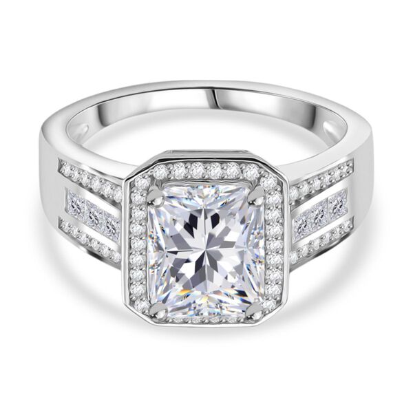 ALLE ERSTEMAL RADIANTA GRA zertifiziert RADIANT-SCHLIFF Moissanit (D-VVS) Ring 925 Silber rhodiniert (Gr&ouml;&szlig;e 18.00) ca. 3.00 ct