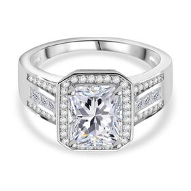 ALLE ERSTEMAL RADIANTA GRA zertifiziert RADIANT-SCHLIFF Moissanit (D-VVS) Ring 925 Silber rhodiniert (Größe 18.00) ca. 3.00 ct ALLE ERSTEMAL RADIANTA GRA zertifiziert RADIANT-SCHLIFF Moissanit (D-VVS) Ring 925 Silber rhodiniert (Größe 18.00) ca. 3.00 ct