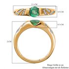 Kagem Sambischer Smaragd, Weißer Zirkon Ring, 925 Silber vergoldet (Größe 20.00) ca. 0.58 ct image number 6
