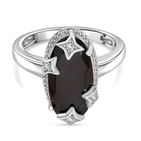 D'Joy Elite Shungit, Weißer Zirkon Ring 925 Silber platiniert (Größe 17.00) ca. 2,55 ct