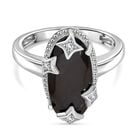 D'Joy Elite Shungit, Weißer Zirkon Ring 925 Silber platiniert (Größe 17.00) ca. 2,55 ct