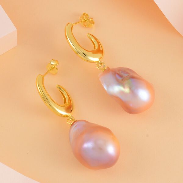 13-16 mm mehrfarbige Barockperlen-Ohrringe image number 2