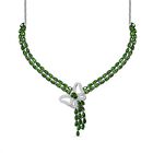 Natürlicher Chromdiopsid Halskette ca. 45 cm 925 Silber rhodiniert ca. 21,02 ct.