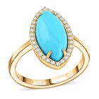 AAA Sleeping Beauty Türkis, Weißer Diamant Ring 417 Gold (Größe 17.00) (7-8 werktage Lieferzeit) ca. 3.55 ct