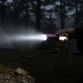LIVMORE 6 in 1 LED-Taschenlampen aus Metall mit SOS Funktion, wiederaufladbar, 14x3,5cm, Rosa