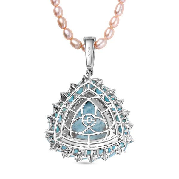 D'Joy Larimar, Süßwasser Perle, Neon Apatit und Zirkon Anhänger mit 45cm Kette - 72,67 ct. image number 5