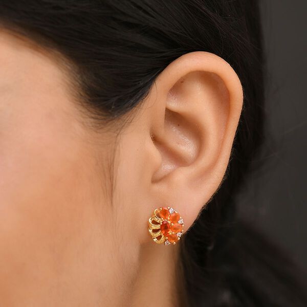 AAAA Blaze-Feueropal und Zirkon Ohrringe - 1,40 ct. image number 3