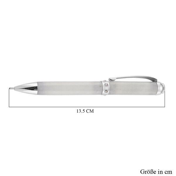 Olmec Jadeit Kugelschreiber mit poliertem Schaft, Wei&szlig;em Kristall und Legierungsmetall image number 4