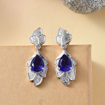 Tansanit-Farbe Quarz und Zirkon Ohrringe - 3,84 ct.