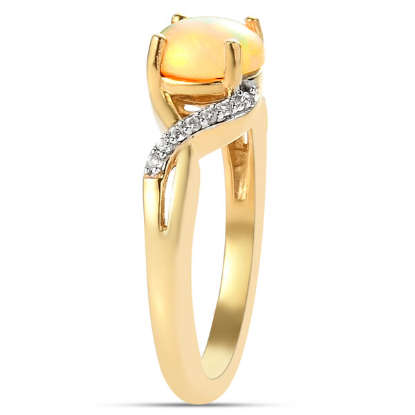 Natürlicher Äthiopischer Opal und Zirkon Ring 925 Silber vergoldet  ca. 1,08 ct image number 5