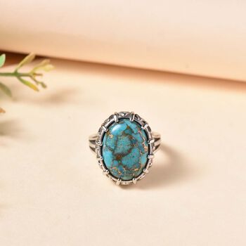 Blaues T&uuml;rkis Ring, 316L Edelstahl , (Gr&ouml;&szlig;e 18.00) ca. 11.38 ct