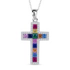 LUSTRO STELLA - Grüner Zirkonia, Mehrfarbiger Zirkonia Anhänger mit Kette, 925 Silber rhodiniert ca. 2.78 ct