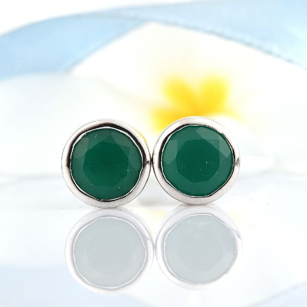 Gr&uuml;ne Onyx Ohrstecker 925 Silber platiniert ca. 2,82 ct image number 2