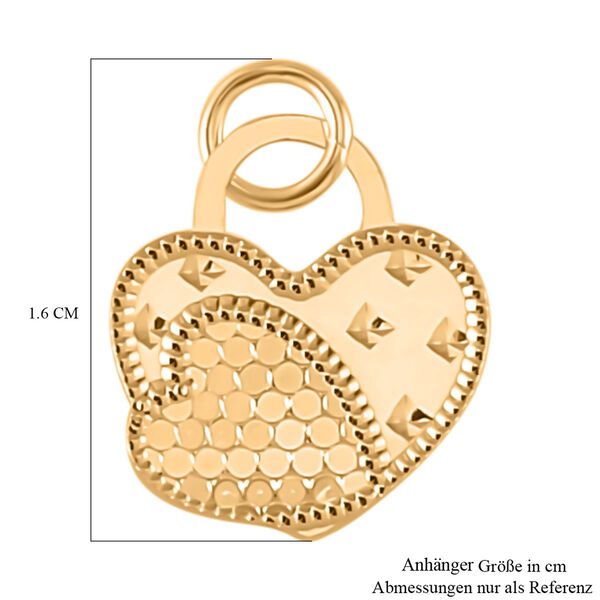 Herzförmiger Liebesschloss-Anhänger, 925 Silber vergoldet image number 4