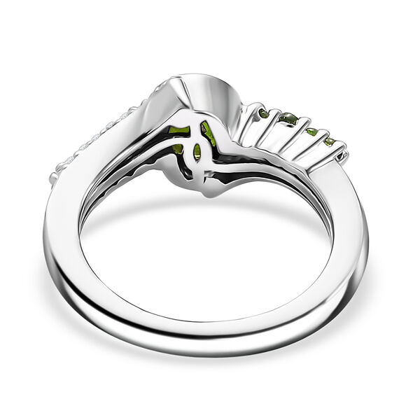 Nat&uuml;rlicher Chromdiopsid und ZirkonRing 925 Silber platiniert  ca. 1,18 ct image number 6