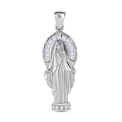 LUSTRO STELLA -Wei&szlig;er Zirkonia Anh&auml;nger 925 Silber rhodiniert