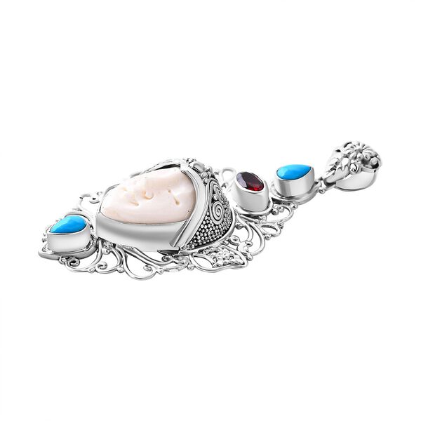 Royal Bali Kolletion - Ox Bone, roter Granat und Sleeping Beauty T&uuml;rkis Anh&auml;nger - 1,3 ct. image number 4