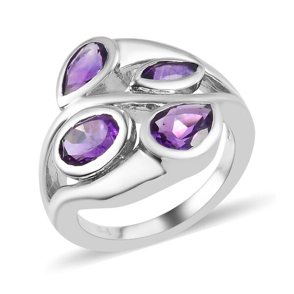 Afrikanischer Amethyst Ring Messing platiniert  ca. 1,74 ct image number 4