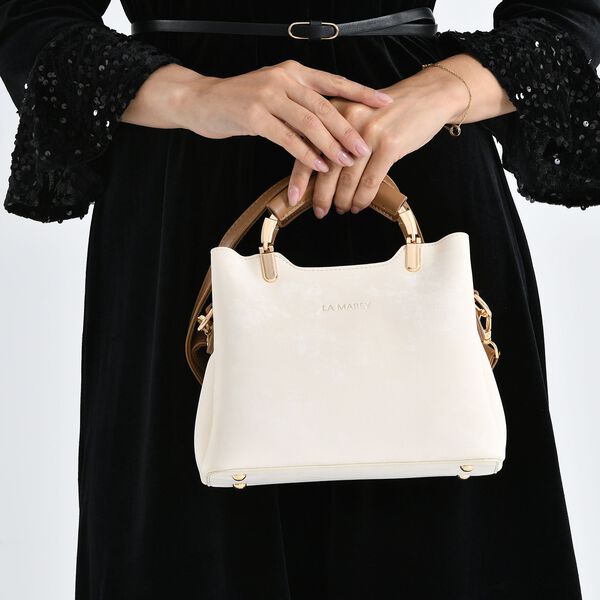 LA MAREY Crossbody Tasche mit Rei&szlig;verschlussf&auml;chern und verstellbarem Schulterriemen, 25x20x11cm, Cremewei&szlig; image number 4