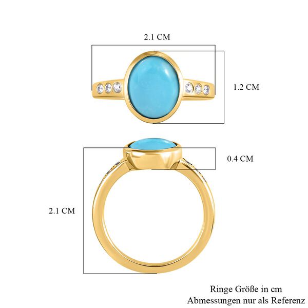 Amerikanischer, natürlicher Sleeping Beauty Türkis und Zirkon-Ring - 1,74 ct. image number 7