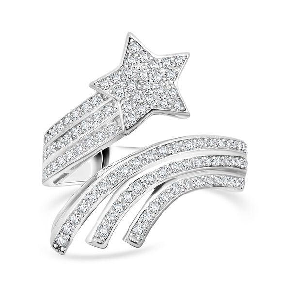 LUSTRO STELLA - Wei&szlig;er Zirkonia Ring 925 Silber rhodiniert (Gr&ouml;&szlig;e 18.00)