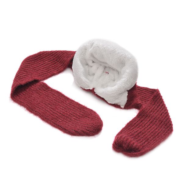2-in-1 Gestrickte Winter Schalmütze, burgunderrot image number 5