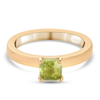 Nat&uuml;rlicher Peridot-Ring, 925 Silber vergoldet (Gr&ouml;&szlig;e 16.00) ca. 0,63 ct