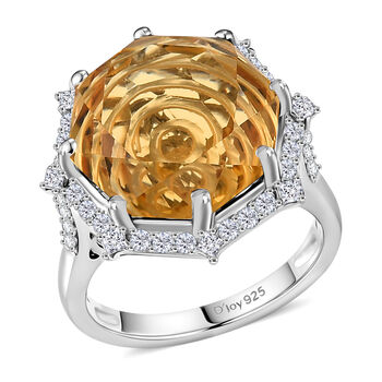 D'Joy Citrin und Moissanit Ring - 13,66 ct.