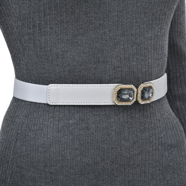 Modischer G&uuml;rtel mit Metallschnalle, Gr&ouml;&szlig;e 4x75 cm, gewebt, Wei&szlig; image number 3