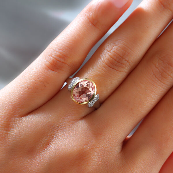 Morganit Triplett Quarz und Zirkon Ring 925 Silber Bicolor image number 3