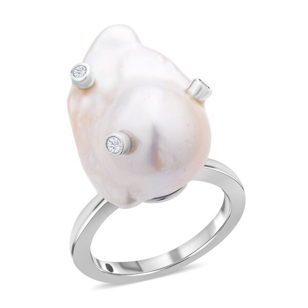 GP Regina Kollektion - wei&szlig;er Barockperle, blauer Saphir und Zirkon-Ring - 0,17 ct. image number 4