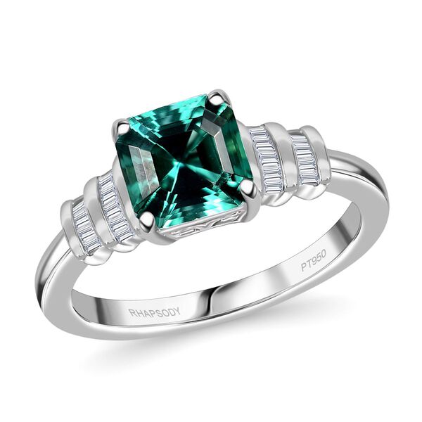 RHAPSODY - AAAA Pirineu Lagunen Turmalin (ASSCHER SCHLIFF), Weißer Diamant SGL zertifiziert Ring 950 Platin (Größe 20.00) ca. 1.97 ct image number 4