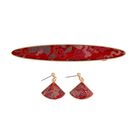 Song Brokat Seiden-Haarnadel und Ohrringe, Rot, Geschenkbox