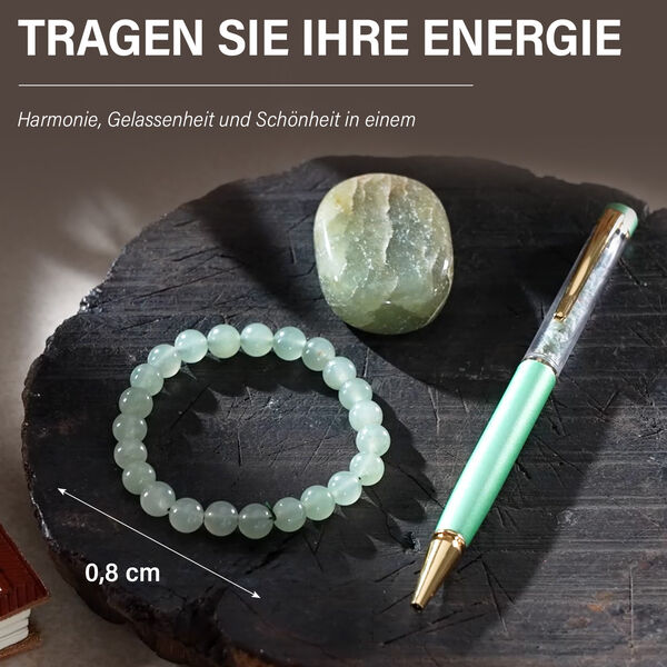 3er Exklusives Geschenkset – Aventurin: Handschmeichler, Armband und Kugelschreiber mit Kristallkugel image number 5