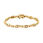 AAA Turkizit und weißes Zirkon-Armband, 19 cm, 925 Silber Gelbgold Vermeil ca. 2,90 ct