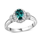 AAA Pirineu Lagoon Tourmaline, Weißer Diamant Ring 585 Gold (Größe 17.00) ca. 1,10 ct