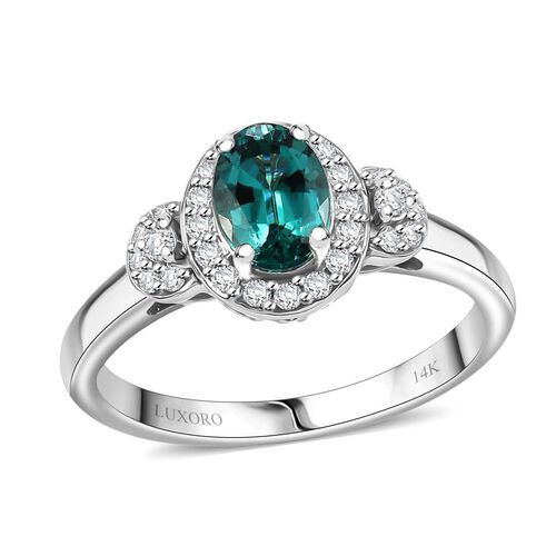 LUXORO zertifiziert und geprüft AAA Pirineu Lagoon Tourmalin und Diamant Ring in 585 Weißgold - 1,10 ct. image number 0