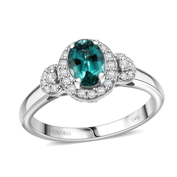 LUXORO zertifiziert und geprüft AAA Pirineu Lagoon Tourmalin und Diamant Ring in 585 Weißgold - 1,10 ct. image number 0
