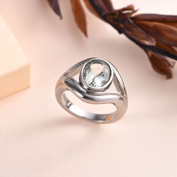 Prasiolith Ring, Edelstahl, (Gr&ouml;&szlig;e 17.00), ca. 2.38 ct image number 2
