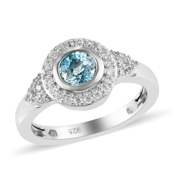 Kambodschanischer, blauer und wei&szlig;er Zirkon-Ring in Silber, 1,17 ct. image number 5
