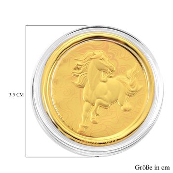 999er Goldm&uuml;nzefolie mit Pferdemotiv und Regenbogen-Designlinie, 100mg