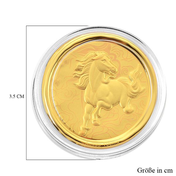 999er Goldm&uuml;nzefolie mit Pferdemotiv und Regenbogen-Designlinie, 100mg image number 3