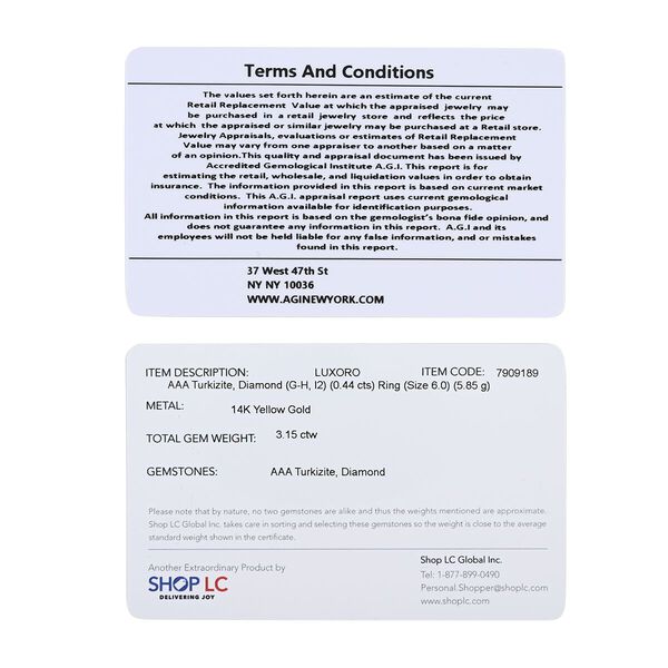 AAA Turkizit, Wei&szlig;er Diamant Ring 585 Gold (Gr&ouml;&szlig;e 17.00) ca. 3,15 ct image number 7