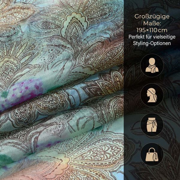 Chaos By Elsie - Mattes Krokodil-Muster Echtleder Crossbody Tasche und LA MAREY Schal aus 100 % Maulbeerseide image number 12