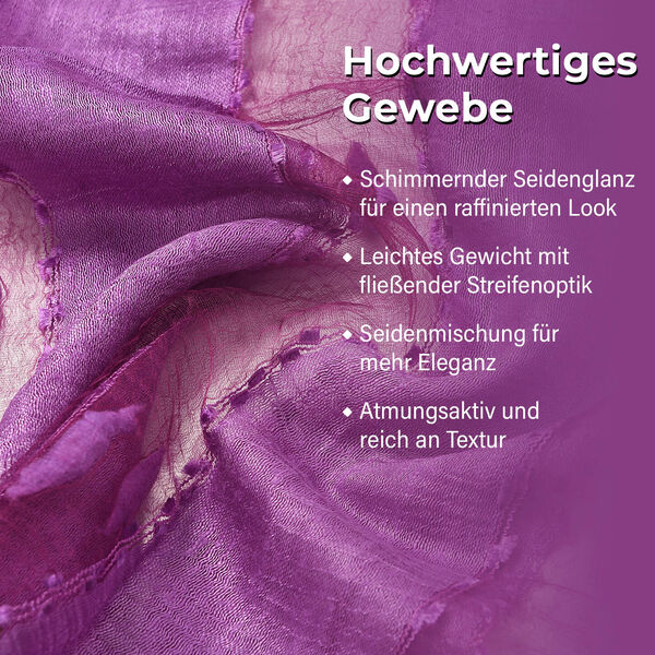 Modal-Seide-Schal, Streifendesign, 175x60 cm, Lila image number 3