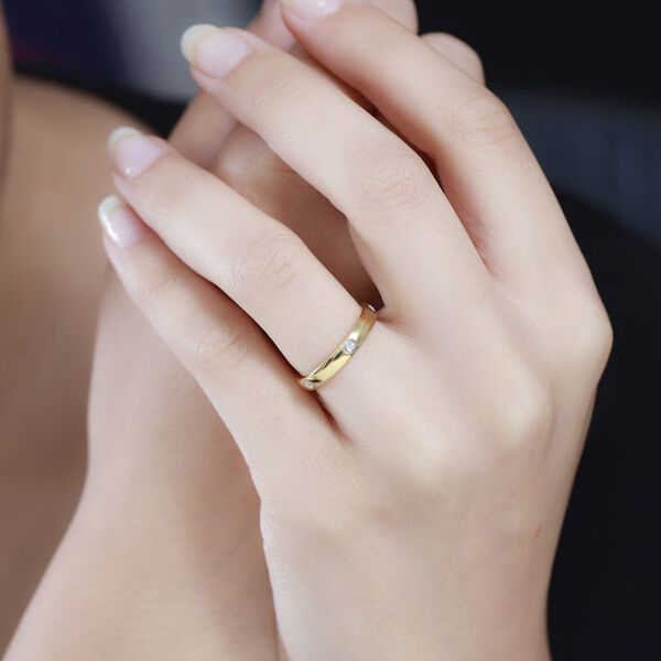 Diamant P Bandring, 925 Silber mit Gelbgold Vermeil image number 3